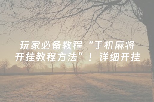 玩家必备教程“手机麻将开挂教程方法”！详细开挂教程（确实真的有挂)-知乎