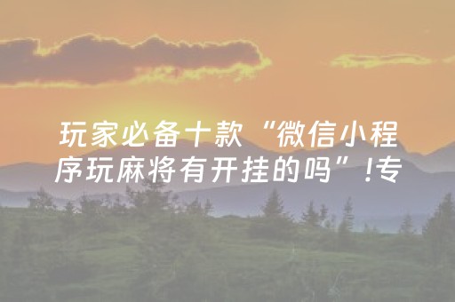 玩家必备十款“微信小程序玩麻将有开挂的吗”!专业师傅带你一起了解（详细教程）-知乎