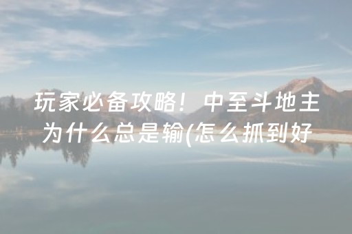玩家必备攻略！中至斗地主为什么总是输(怎么抓到好牌)