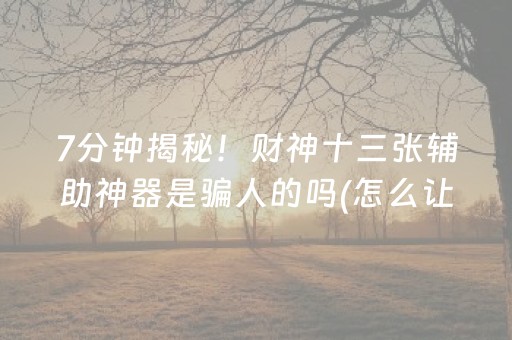 7分钟揭秘！财神十三张辅助神器是骗人的吗(怎么让系统给你发好牌)