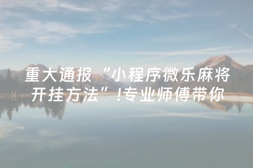 重大通报“小程序微乐麻将开挂方法”!专业师傅带你一起了解（详细教程）-知乎