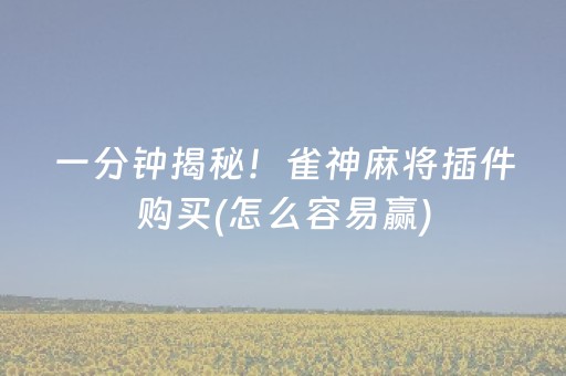 一分钟揭秘！雀神麻将插件购买(怎么容易赢)