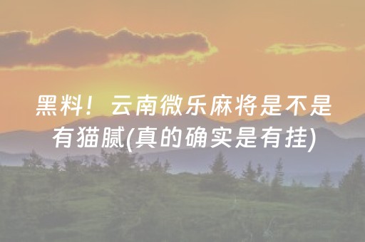 黑料！云南微乐麻将是不是有猫腻(真的确实是有挂)