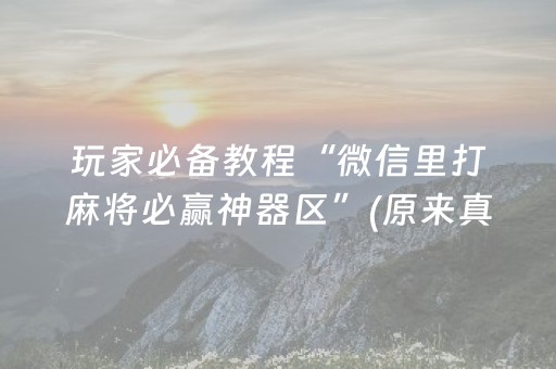 玩家必备教程“微信里打麻将必赢神器区”(原来真的有挂)-知乎