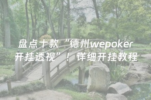 盘点十款“德州wepoker开挂透视”！详细开挂教程（确实真的有挂)-知乎