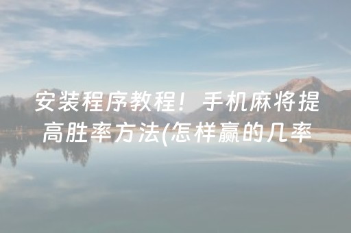 安装程序教程！手机麻将提高胜率方法(怎样赢的几率大)