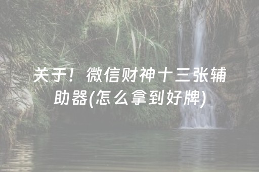 关于！微信财神十三张辅助器(怎么拿到好牌)