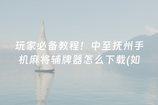 玩家必备教程！中至抚州手机麻将辅牌器怎么下载(如何提高好牌几率)