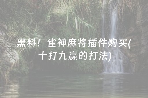 黑料！雀神麻将插件购买(十打九赢的打法)