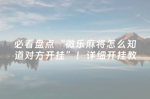 必看盘点“微乐麻将怎么知道对方开挂”！详细开挂教程（确实真的有挂)-知乎
