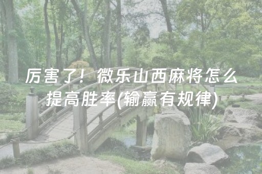 厉害了！微乐山西麻将怎么提高胜率(输赢有规律)