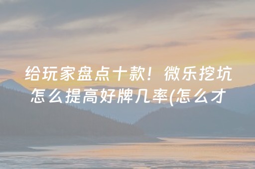 给玩家盘点十款！微乐挖坑怎么提高好牌几率(怎么才有好牌)