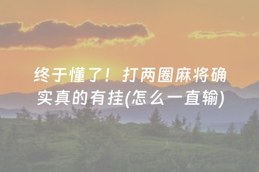 终于懂了！打两圈麻将确实真的有挂(怎么一直输)