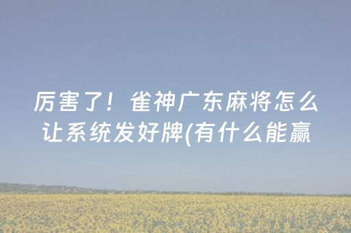 厉害了！雀神广东麻将怎么让系统发好牌(有什么能赢的方法)