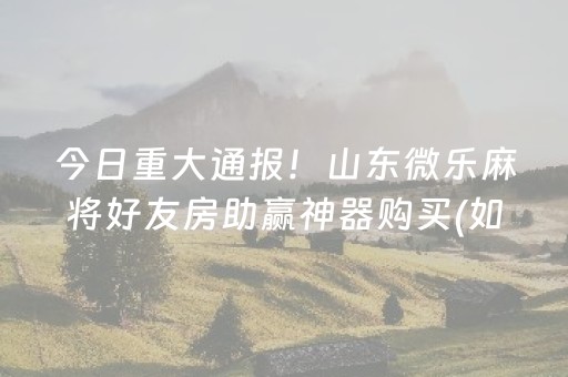 今日重大通报！山东微乐麻将好友房助赢神器购买(如何才能赢)