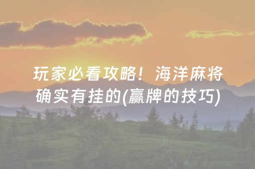 玩家必看攻略！海洋麻将确实有挂的(赢牌的技巧)