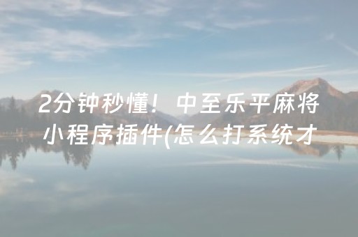 2分钟秒懂！中至乐平麻将小程序插件(怎么打系统才能给好牌)