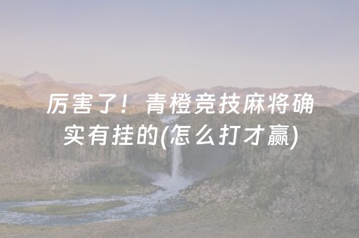 厉害了！青橙竞技麻将确实有挂的(怎么打才赢)