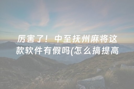 厉害了！中至抚州麻将这款软件有假吗(怎么搞提高胜率)