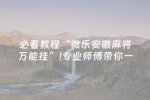 必看教程“微乐安徽麻将万能挂”!专业师傅带你一起了解（详细教程）-知乎