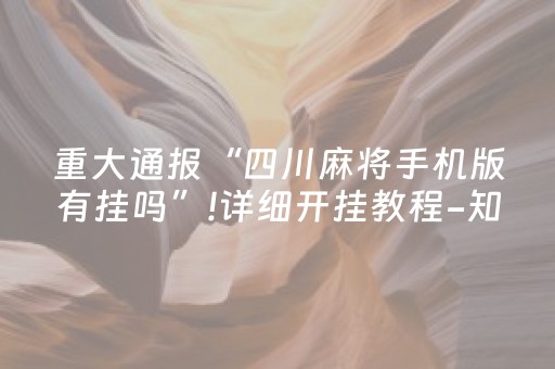 重大通报“四川麻将手机版有挂吗”!详细开挂教程-知乎