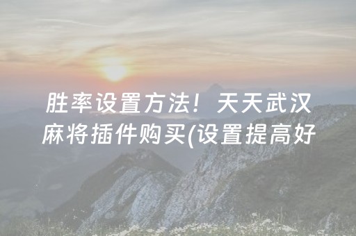 胜率设置方法！天天武汉麻将插件购买(设置提高好牌几率)