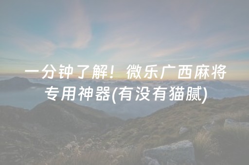 一分钟了解！微乐广西麻将专用神器(有没有猫腻)