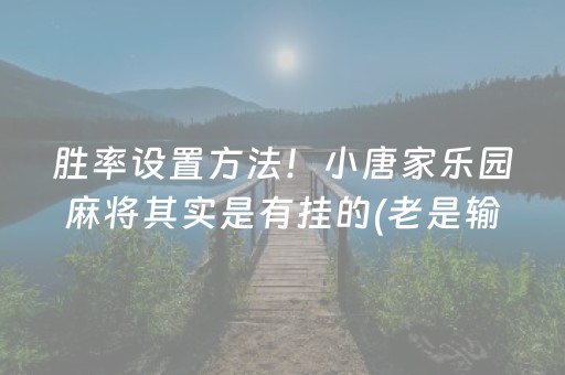 胜率设置方法！小唐家乐园麻将其实是有挂的(老是输为什么)