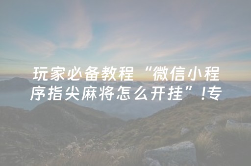 玩家必备教程“微信小程序指尖麻将怎么开挂”!专业师傅带你一起了解（详细教程）-知乎