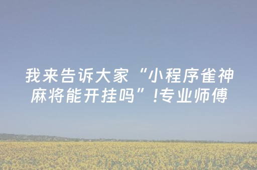 我来告诉大家“小程序雀神麻将能开挂吗”!专业师傅带你一起了解（详细教程）-知乎