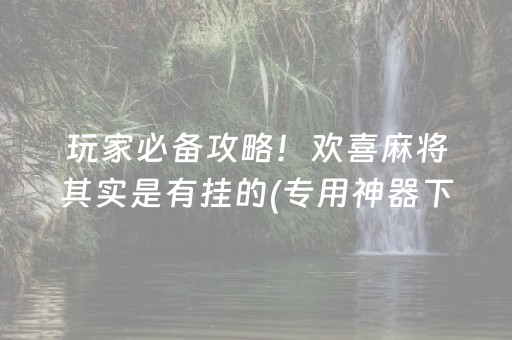 玩家必备攻略！欢喜麻将其实是有挂的(专用神器下载)