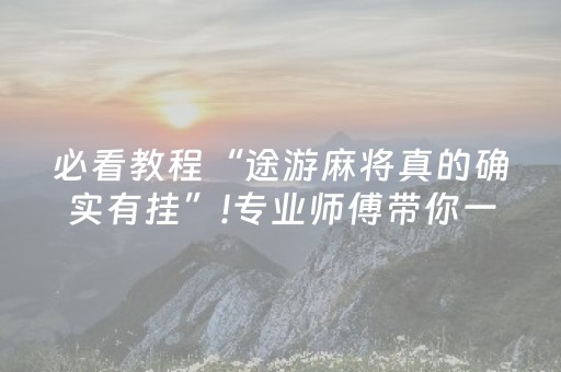 必看教程“途游麻将真的确实有挂”!专业师傅带你一起了解（详细教程）-知乎