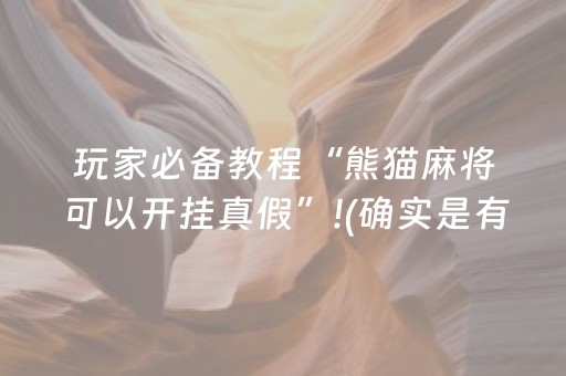 玩家必备教程“熊猫麻将可以开挂真假”!(确实是有挂)-知乎