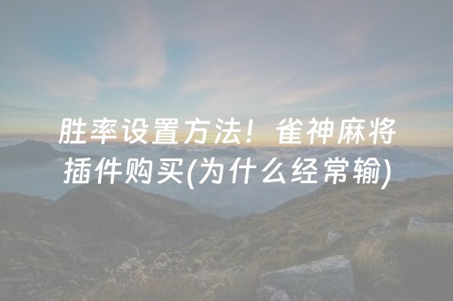 胜率设置方法！雀神麻将插件购买(为什么经常输)