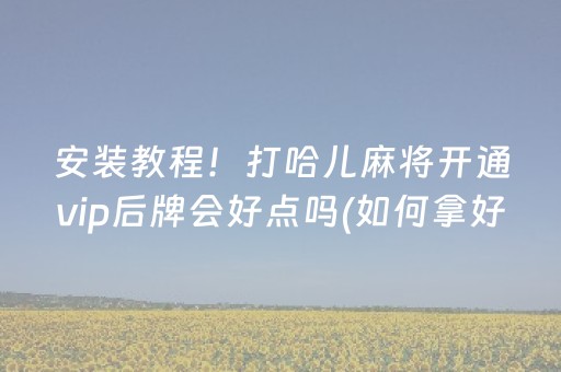 安装教程！打哈儿麻将开通vip后牌会好点吗(如何拿好牌)