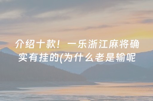 介绍十款！一乐浙江麻将确实有挂的(为什么老是输呢)