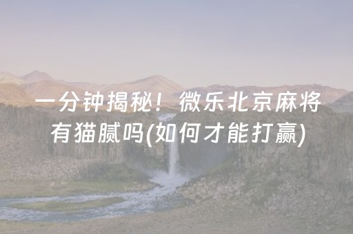 一分钟揭秘！微乐北京麻将有猫腻吗(如何才能打赢)