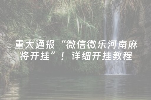 重大通报“微信微乐河南麻将开挂”！详细开挂教程（确实真的有挂)-知乎