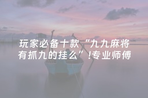 玩家必备十款“九九麻将有抓九的挂么”!专业师傅带你一起了解（详细教程）-知乎