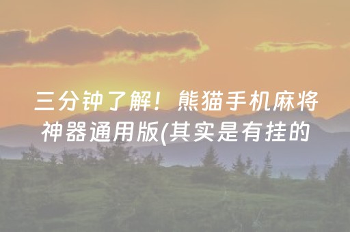 三分钟了解！熊猫手机麻将神器通用版(其实是有挂的)