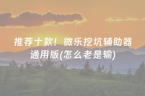 推荐十款！微乐挖坑辅助器通用版(怎么老是输)