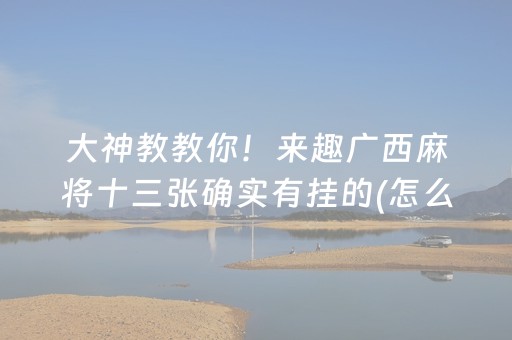 大神教教你！来趣广西麻将十三张确实有挂的(怎么总是输)