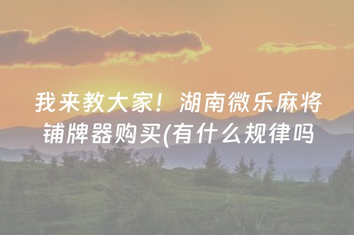 我来教大家！湖南微乐麻将铺牌器购买(有什么规律吗)