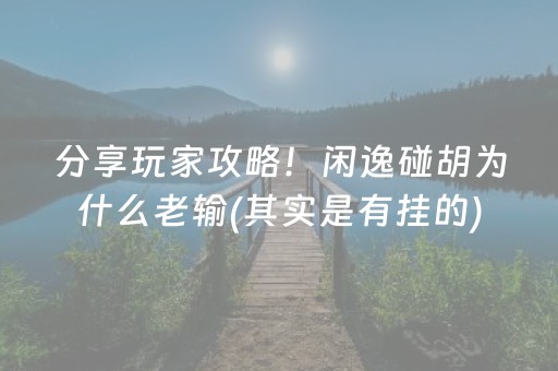 分享玩家攻略！闲逸碰胡为什么老输(其实是有挂的)