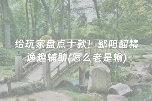 给玩家盘点十款！鄱阳翻精逸趣辅助(怎么老是输)