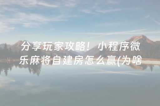 分享玩家攻略！小程序微乐麻将自建房怎么赢(为啥一直输)
