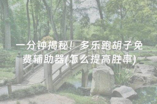一分钟揭秘！多乐跑胡子免费辅助器(怎么提高胜率)