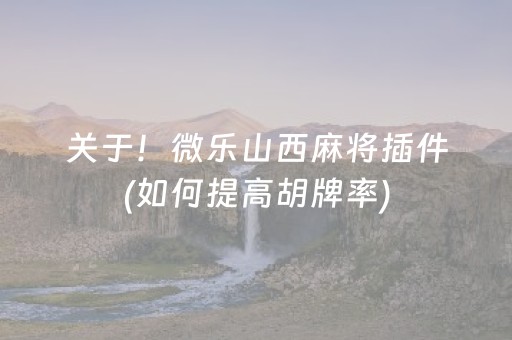 关于！微乐山西麻将插件(如何提高胡牌率)