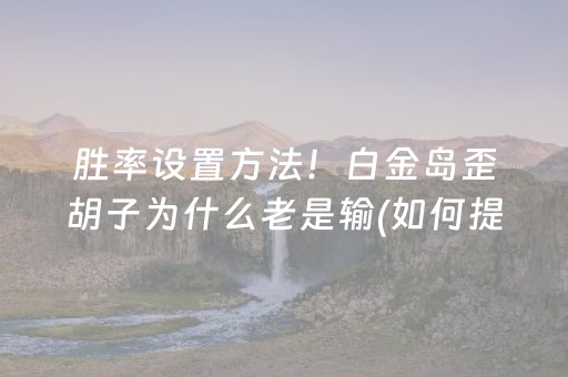 胜率设置方法！白金岛歪胡子为什么老是输(如何提高胡牌率)