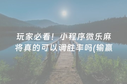 玩家必看！小程序微乐麻将真的可以调胜率吗(输赢设置胡牌规律)